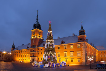 Warsaw, Castle square in the Christmas holidays