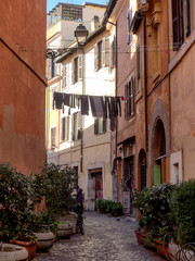 Fototapeta na wymiar Laundry in Trastevere district of Rome, Italy.