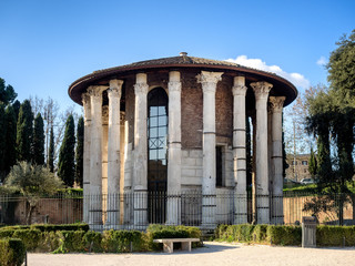 Fototapeta na wymiar The Temple of Hercules Victor in the area of the Forum Boarium,