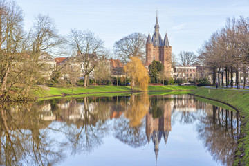 Fototapeta na wymiar Medieval city gate Sassenpoort, Zwolle