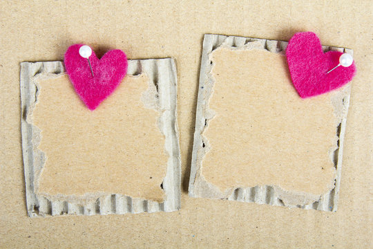 Cardboard plaques and felt hearts - Valentine background