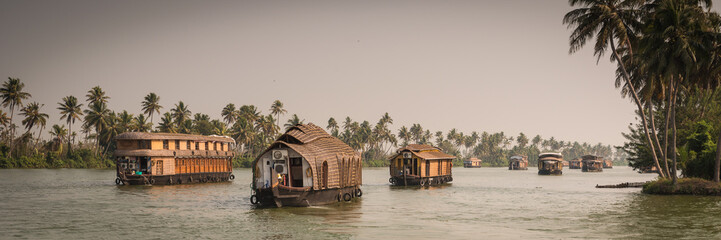 Traditional Indian house boat .Kerala 