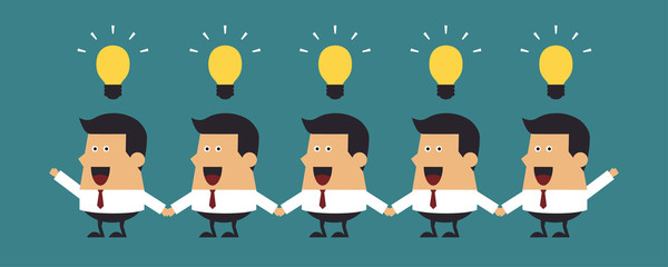 Young businessmen with light bulbs, Business idea