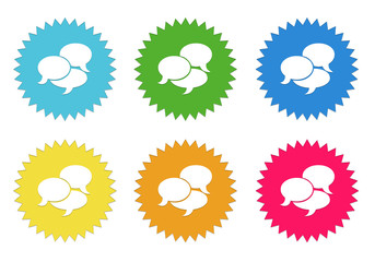 Set of colorful stickers icons with bubble speeches symbol