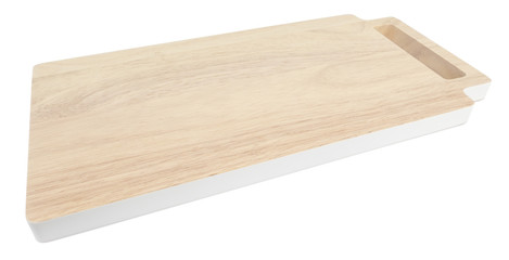 Brown wooden chopping block in White background