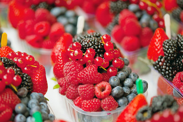 Selling berries at the market