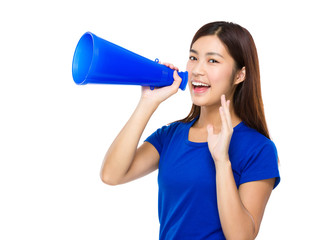 Fototapeta premium Woman shout with megaphone