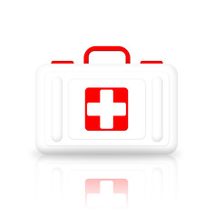 Medical first aid kit isolated on white