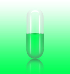 Medicine pill (capsule) with a reflection on gradient table