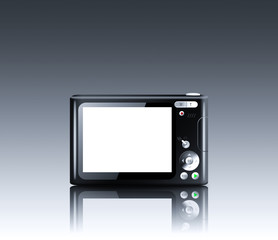 Compact digital camera with empty LCD screen isolated