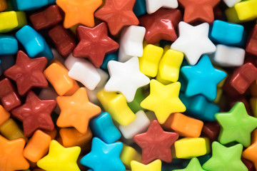 Multicolored stars candies closeup