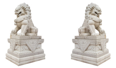 Chinese Imperial Lion Statue, Isolated  With Clipping Path