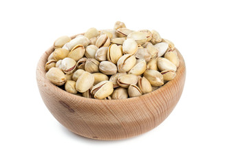 bowl of pistachio isolated on white