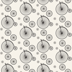 Cotton fabric Vintage bicycle seamless pattern
