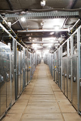 electric boxes corridor of industrial building