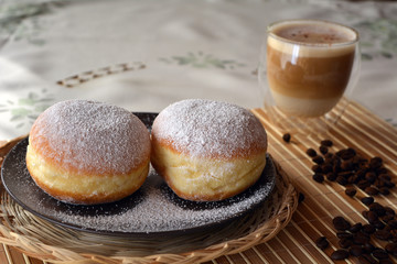 Cup Of Coffee And Sweet Donut