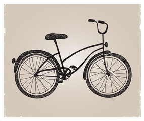 vector retro hand drawn bicycle silhouette isolated