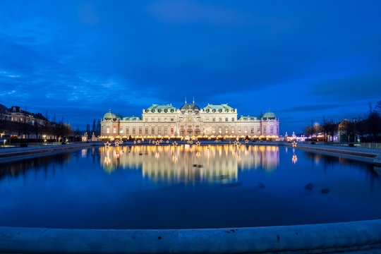 Palace Belvedere with Christmas Market in Vienna, Austria