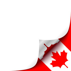 Curled up Paper Corner on Canadian Flag Background.Vector - 76013999