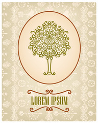 vector vintage card with hand drawn tree