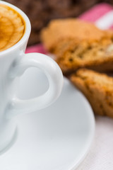 italian creamy expresso with cantuccini biscuits
