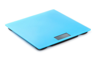 Blue digital bathroom scale