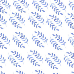Nature seamless pattern watercolor hand drawn leaf. Nature color