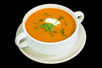 Portion of fresh made Pumpkin Creme Soup