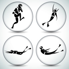 Scuba Diver Icon Set