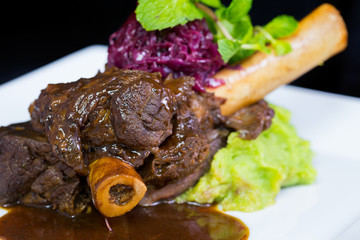 Lamb shank braised in an onion jus