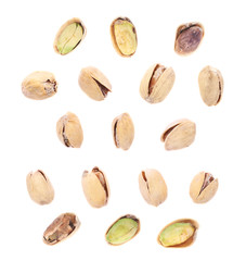 Multiple single pistachios isolated