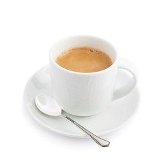 Black coffee in a white ceramic cup