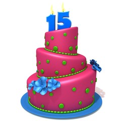 Birthday cake with number fifteen