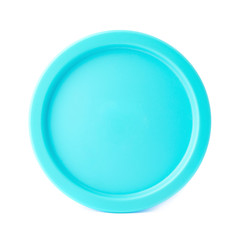 Blue round plastic cap isolated