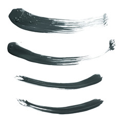 Curved oil paint brush strokes isolated