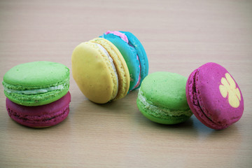 Macarons set with vintage pictures style or sweet pictures style