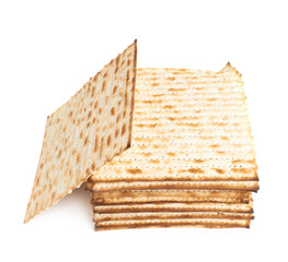 Pile of machine made matza flatbread