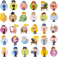 Stickers muraux Robot Jeu de personnages de dessins animés de différentes professions vectorielles