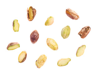 Multiple single pistachios isolated