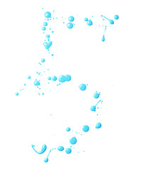 Digit made with multiple paint spills