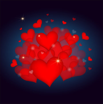 many pretty red heart for valentines day
