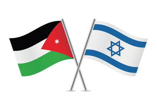 Jordan and Israel flags. Vector illustration.