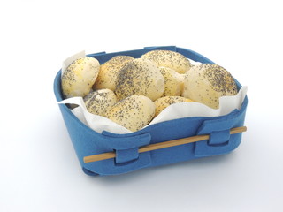 Bread basket with freshly baked buns
