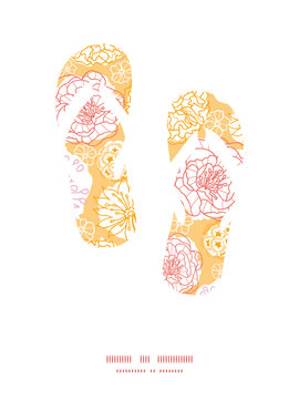 Vector warm day flowers flip flops silhouettes pattern frame
