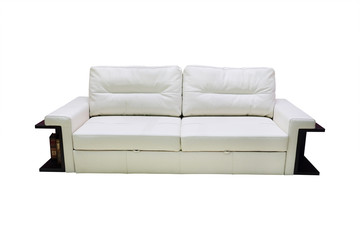 white leather sofa isolated under the white background