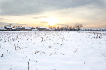 Photo sur Plexiglas Hiver Rural village home in winter time