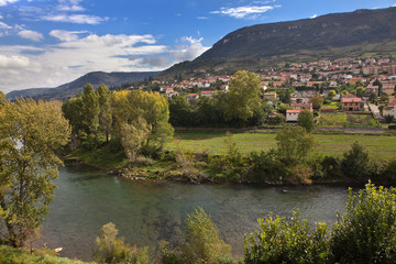 Fototapeta premium town is situated near river