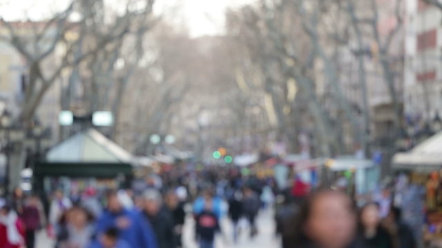 People walking background, Barcelona, La Rambla