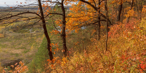Осенний пейзаж на лесистом склоне