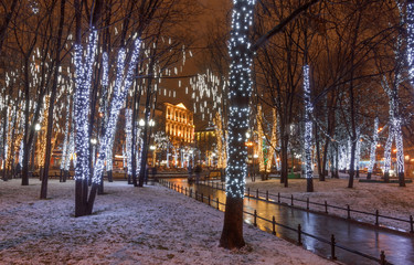 New Year and Christmas lighting decoration of the city
